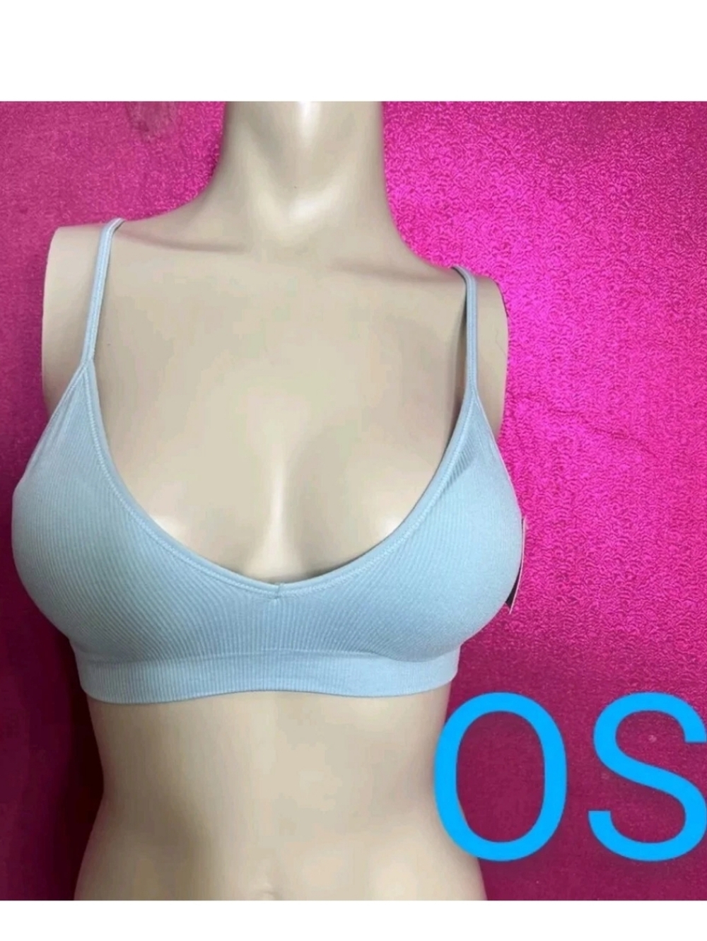 🆕Light Blue Seamless Ribbed Cami Loungewear Bralette ~Size OS